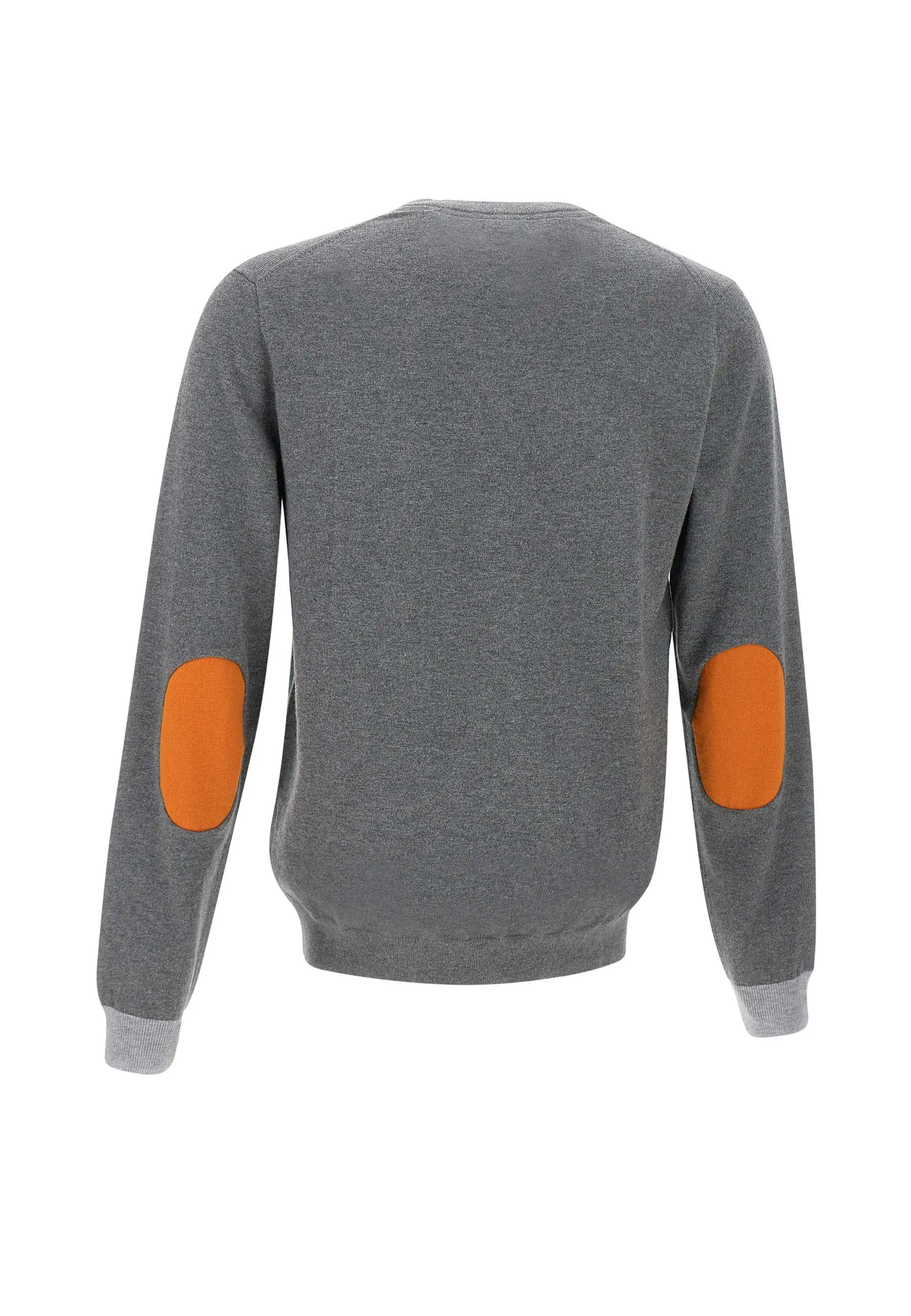 Grey Crew Neck Sweater with Patches
