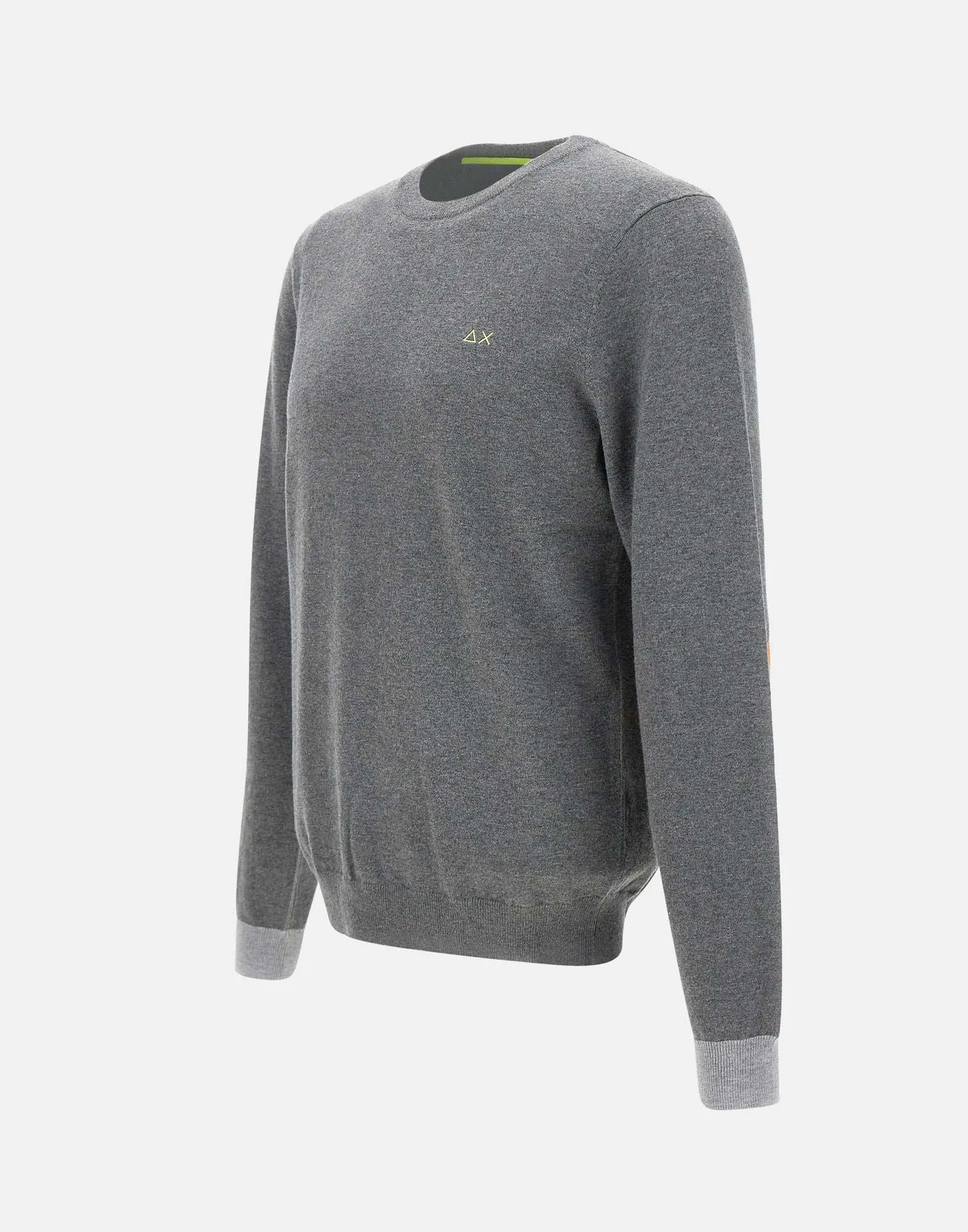 Grey Crew Neck Sweater with Patches