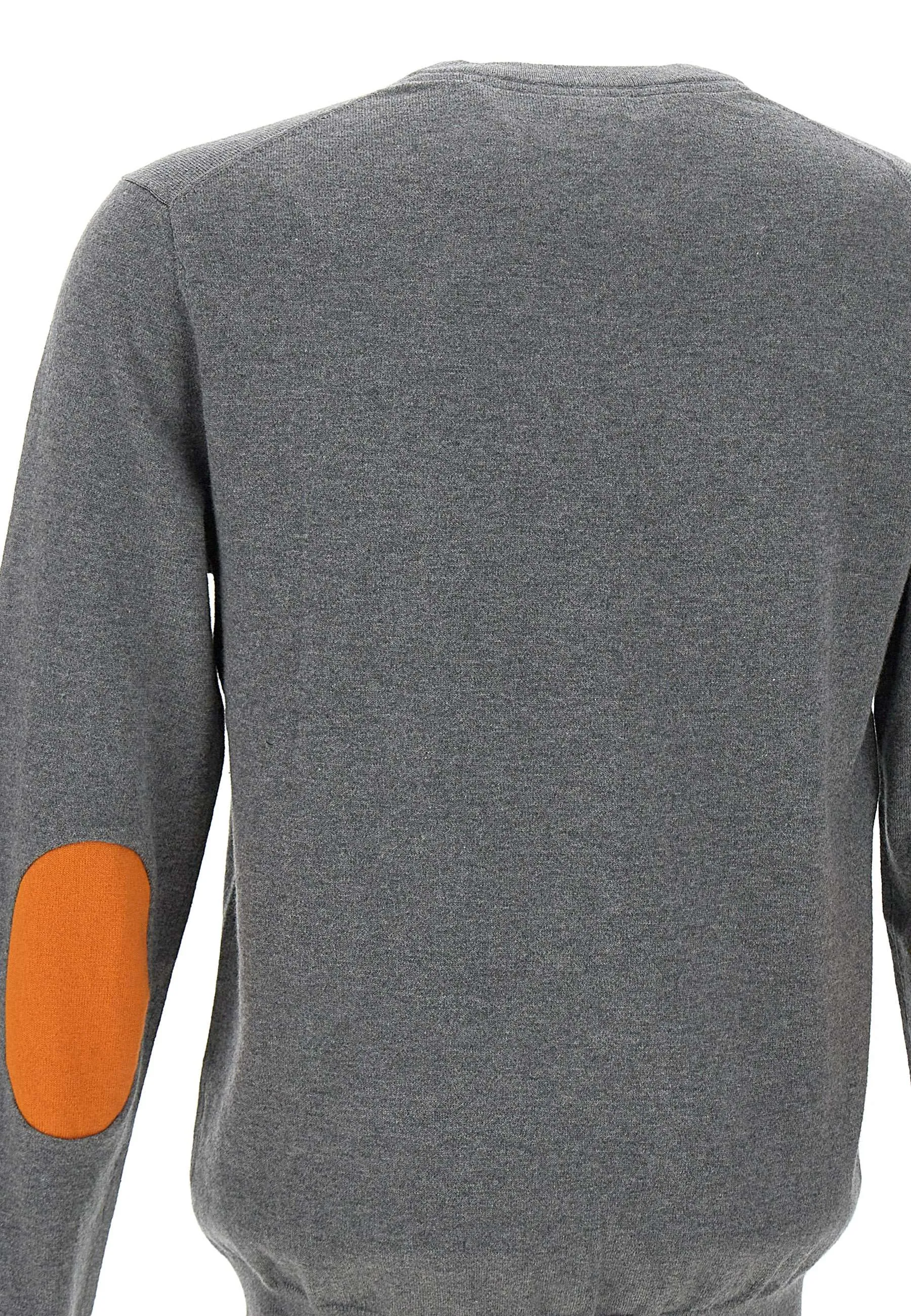 Grey Crew Neck Sweater with Patches