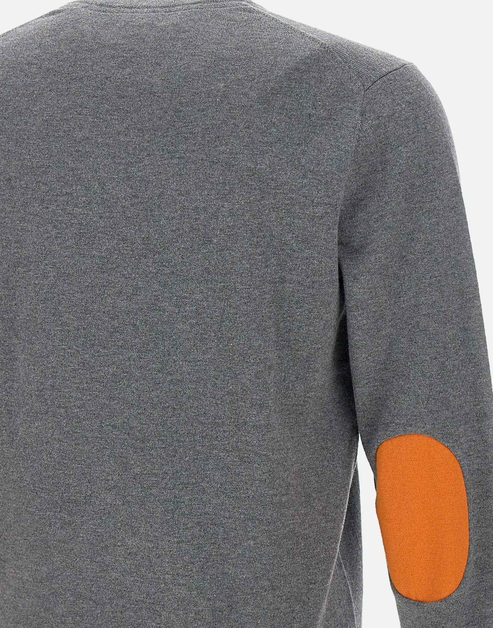 Grey Crew Neck Sweater with Patches
