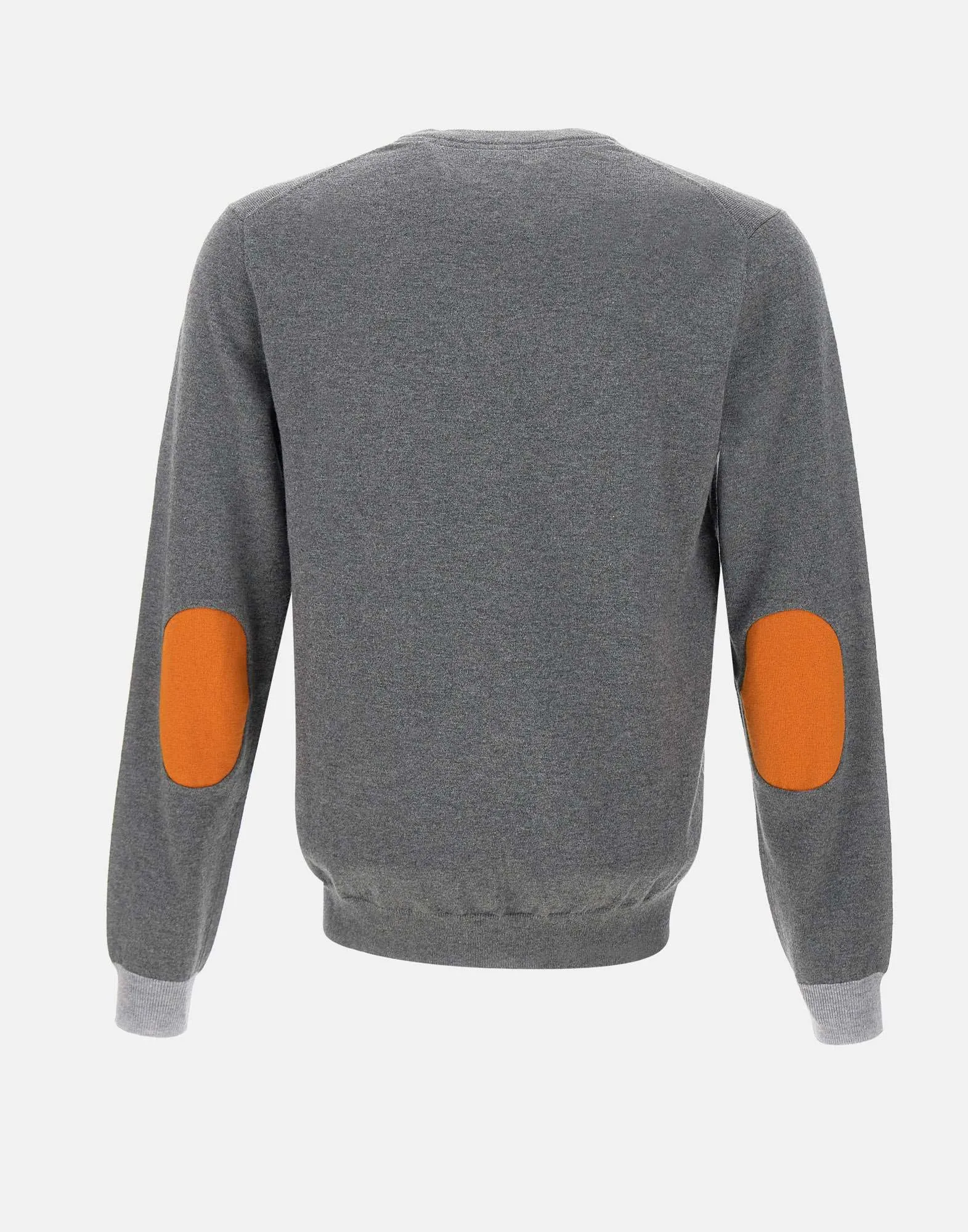 Grey Crew Neck Sweater with Patches