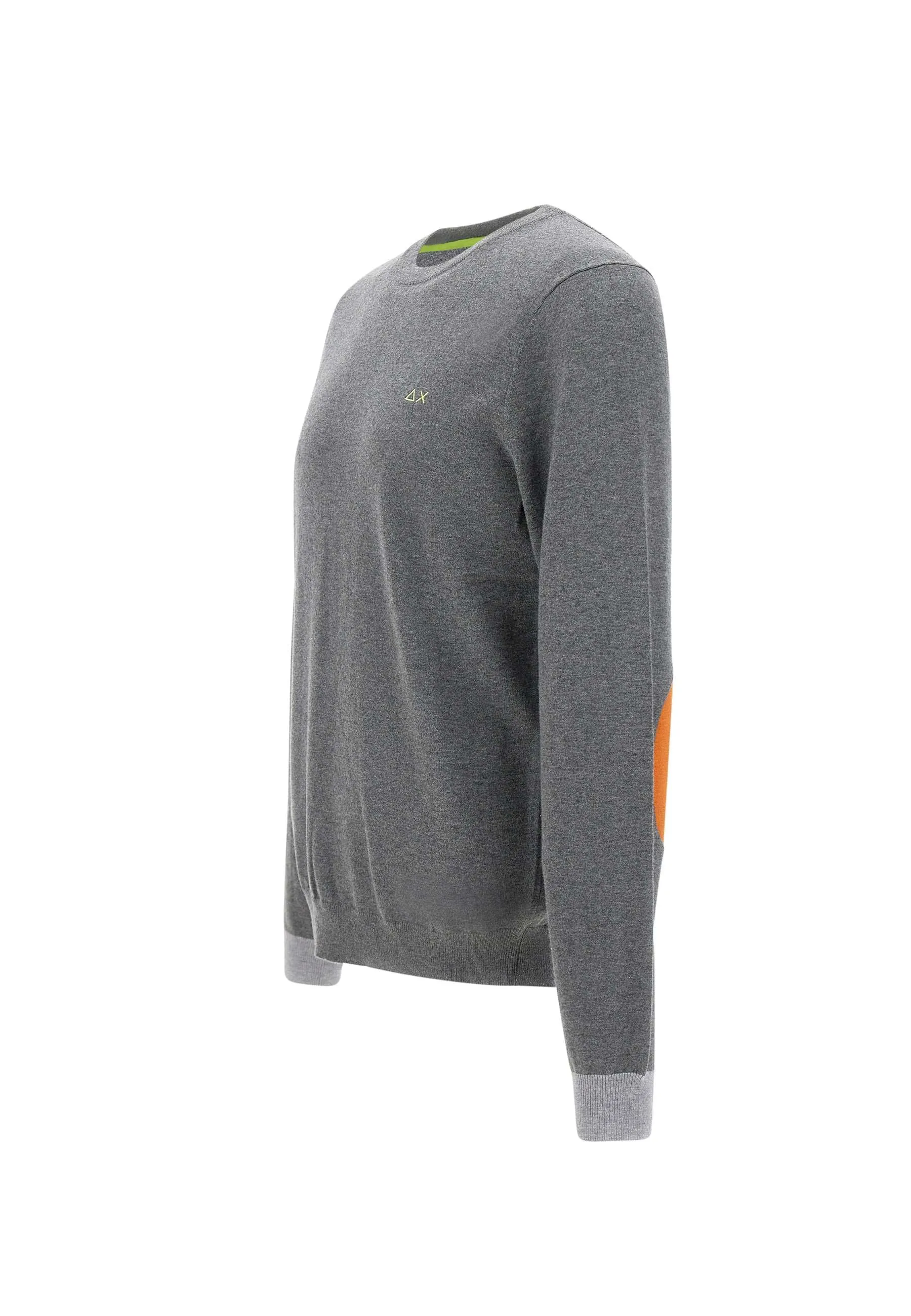 Grey Crew Neck Sweater with Patches