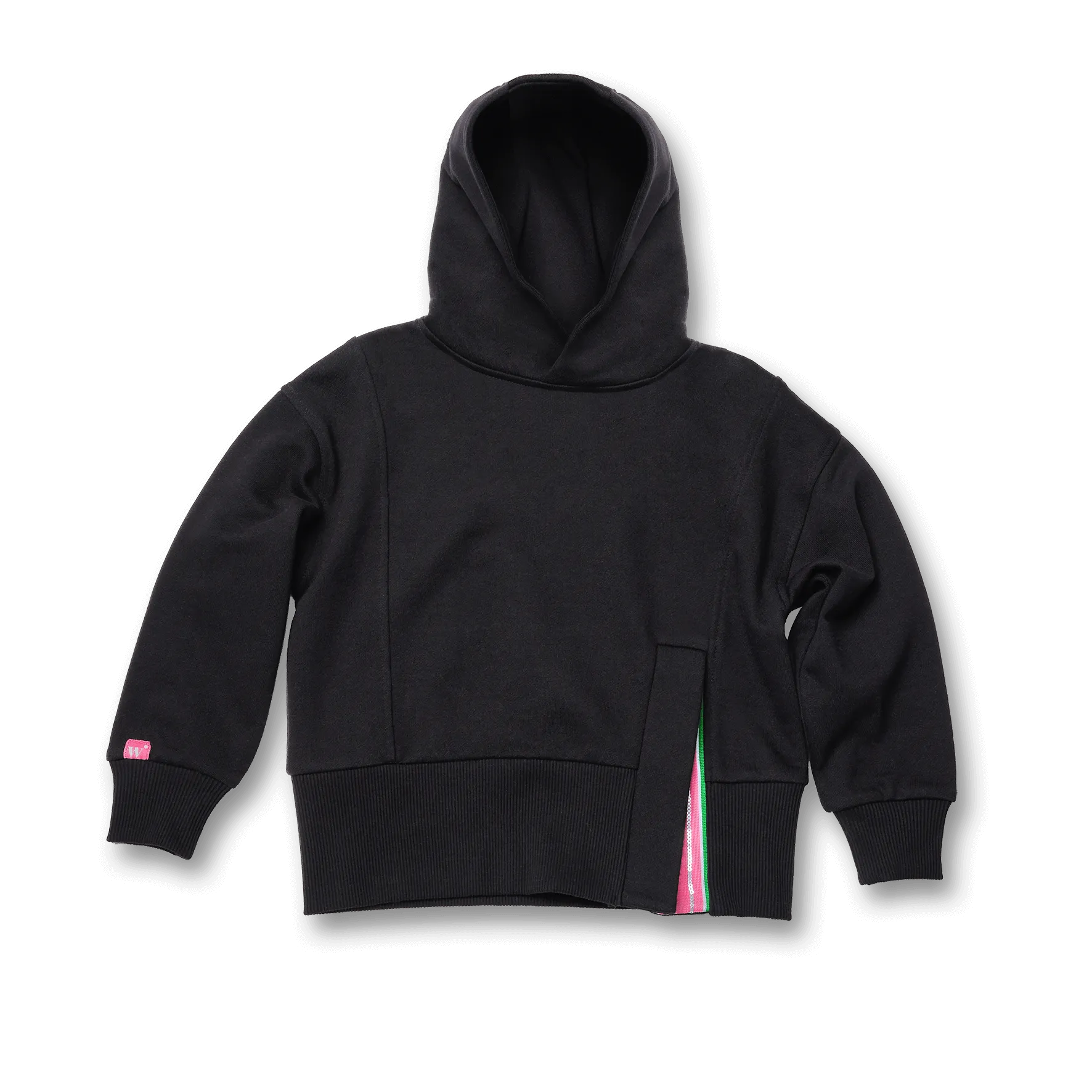 Hoodie with Slogan Tape Slit