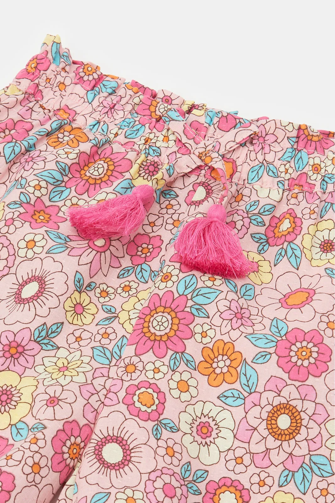 Infant Girls Pink Floral Print Trousers