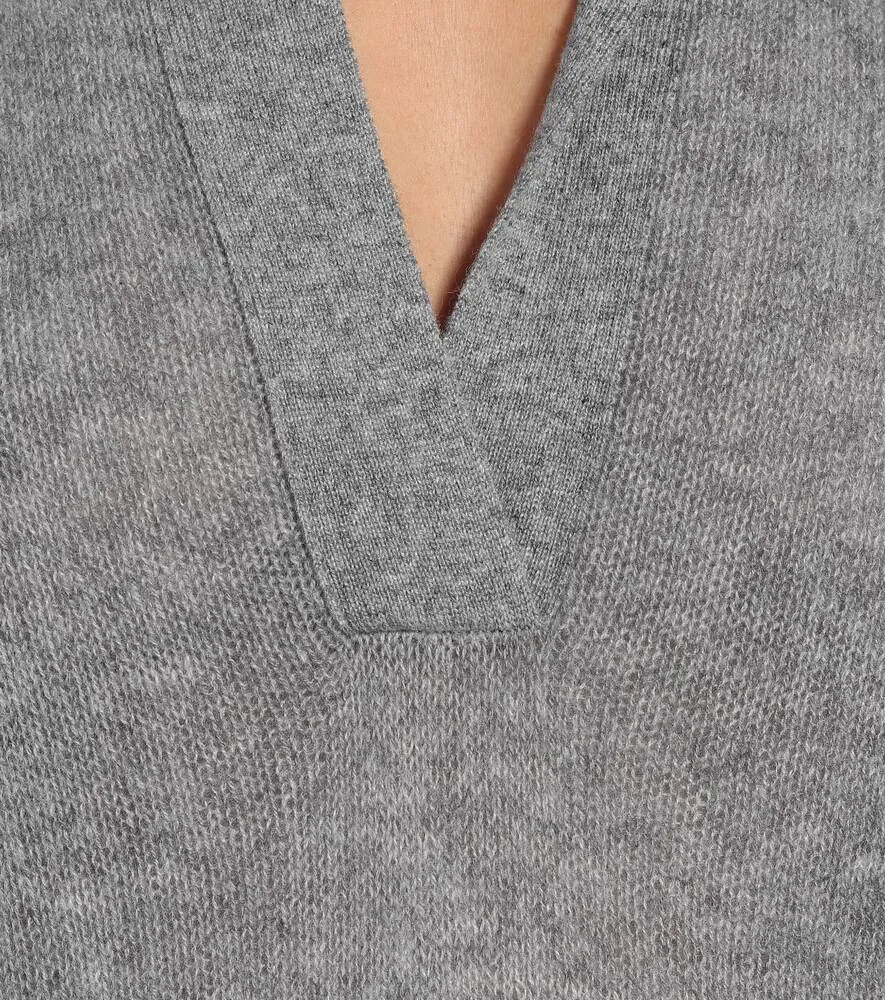 KHAITE Cashmere Blend Jo Sweater, Gray