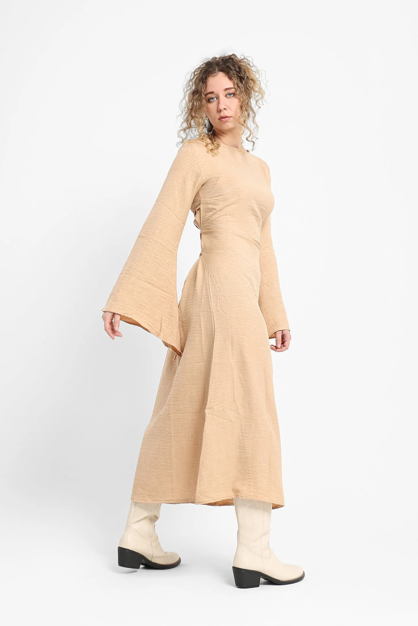Lace Me Up Dress - Beige