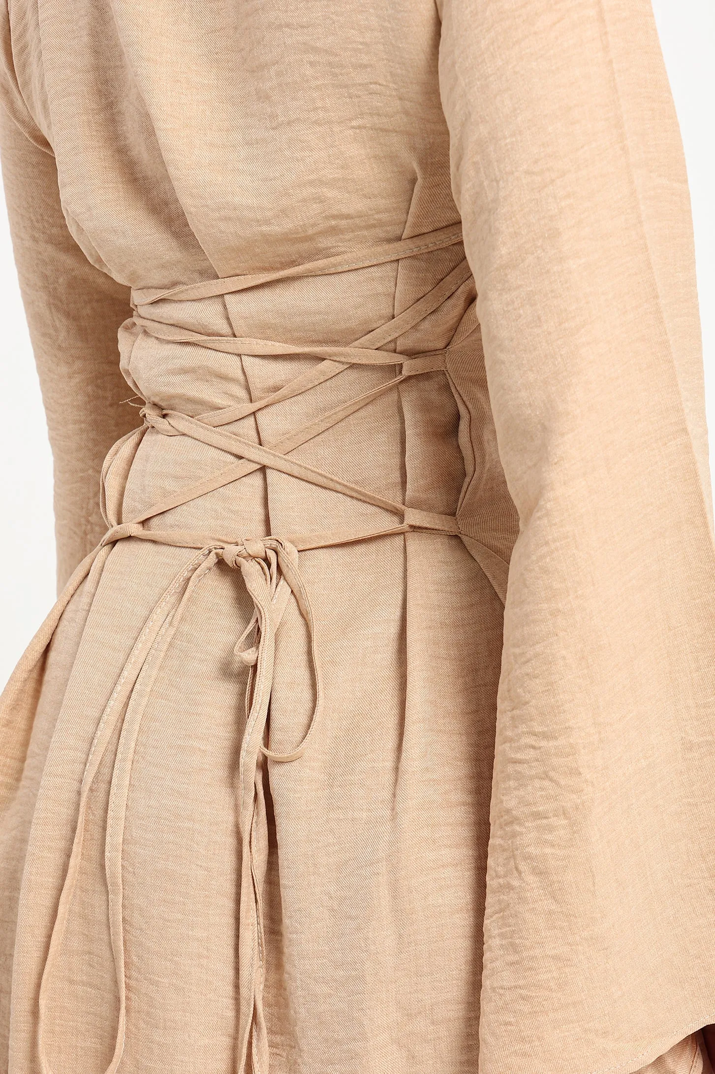 Lace Me Up Dress - Beige