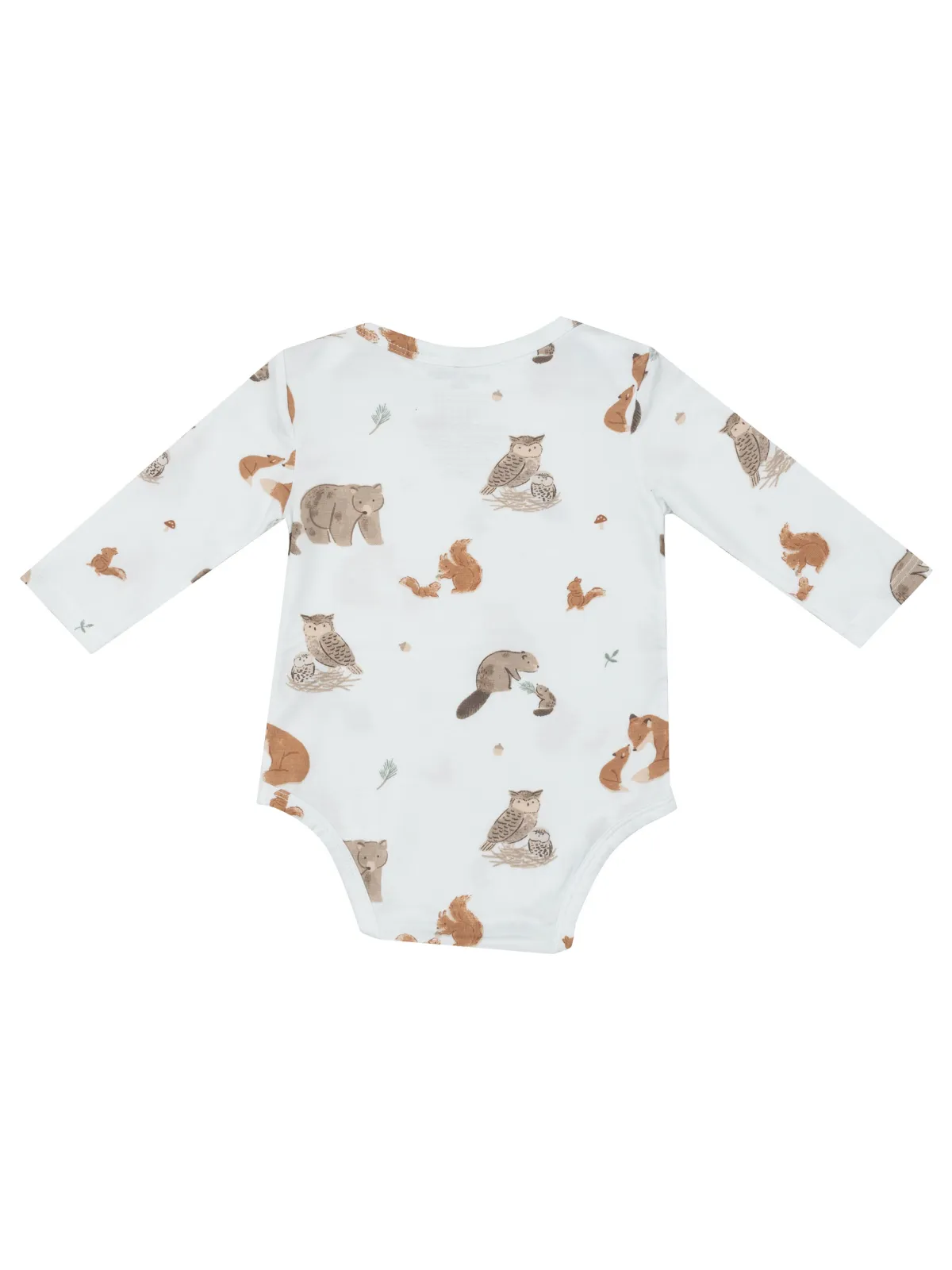 Long Sleeve Bodysuit, Woodland Animals Blue