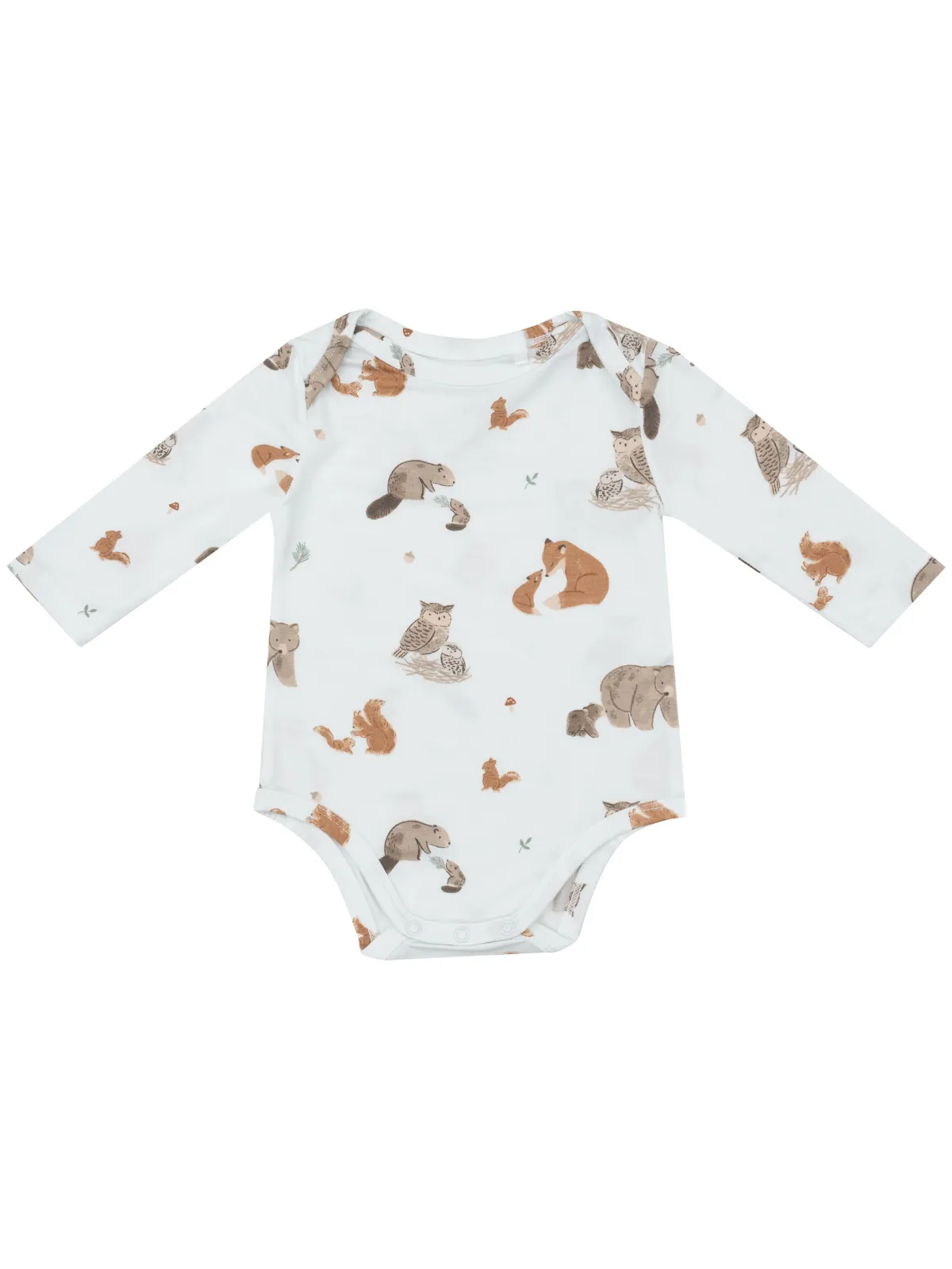 Long Sleeve Bodysuit, Woodland Animals Blue