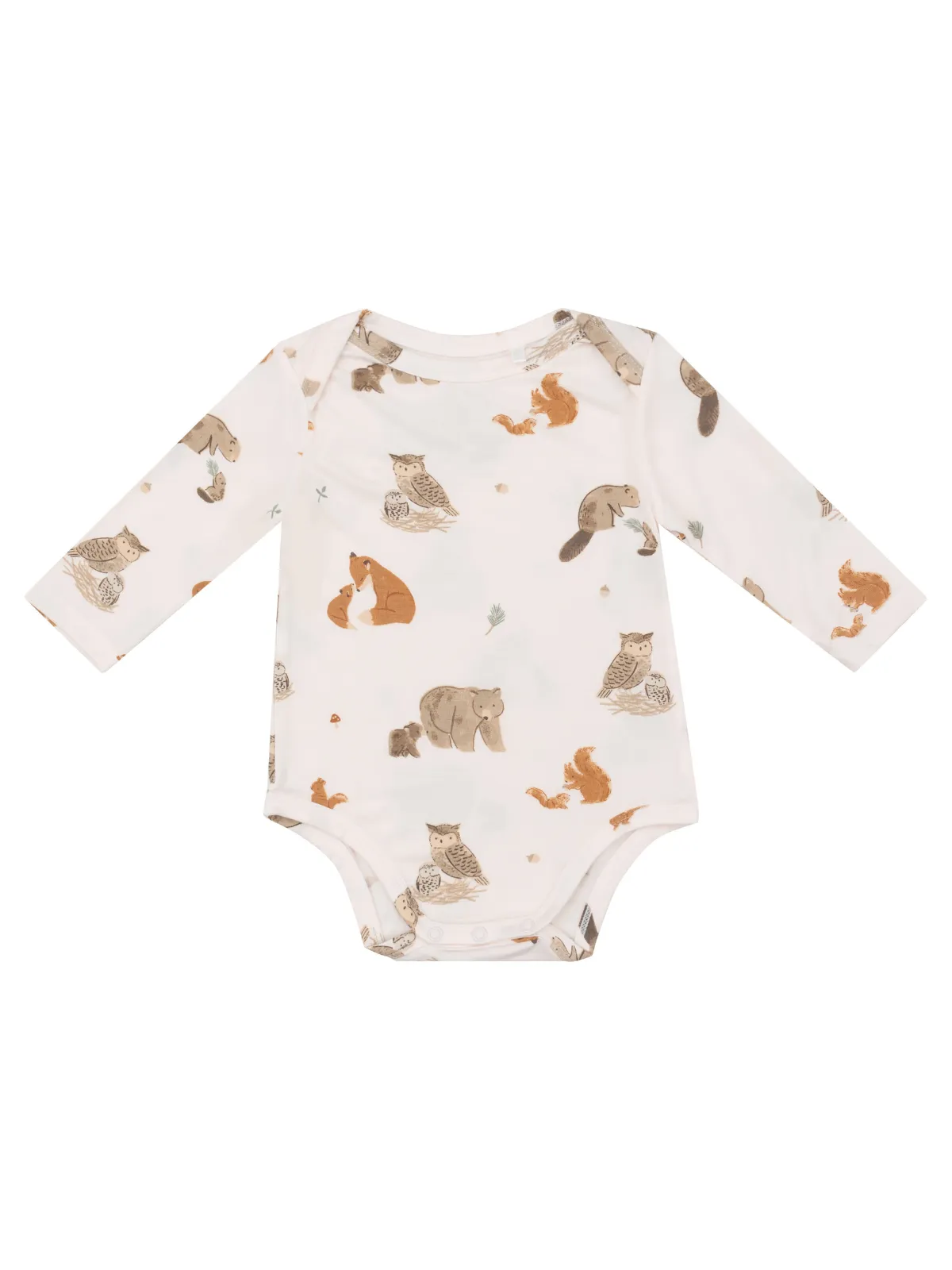 Long Sleeve Bodysuit, Woodland Animals Pink