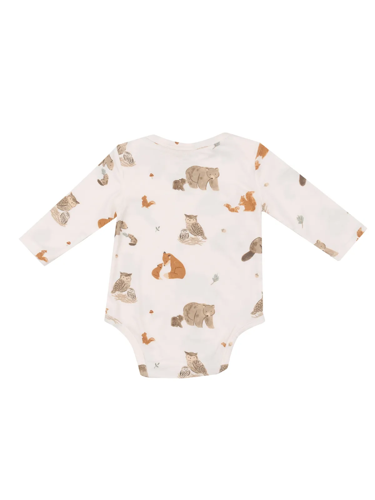 Long Sleeve Bodysuit, Woodland Animals Pink
