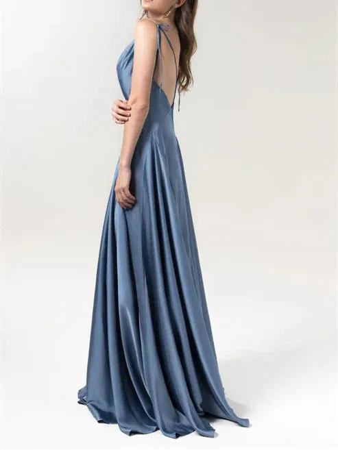 Luolandi A-Line Spaghetti Straps Floor-Length Bridesmaid Dresses Wedding Guest Dresses Party Dress
