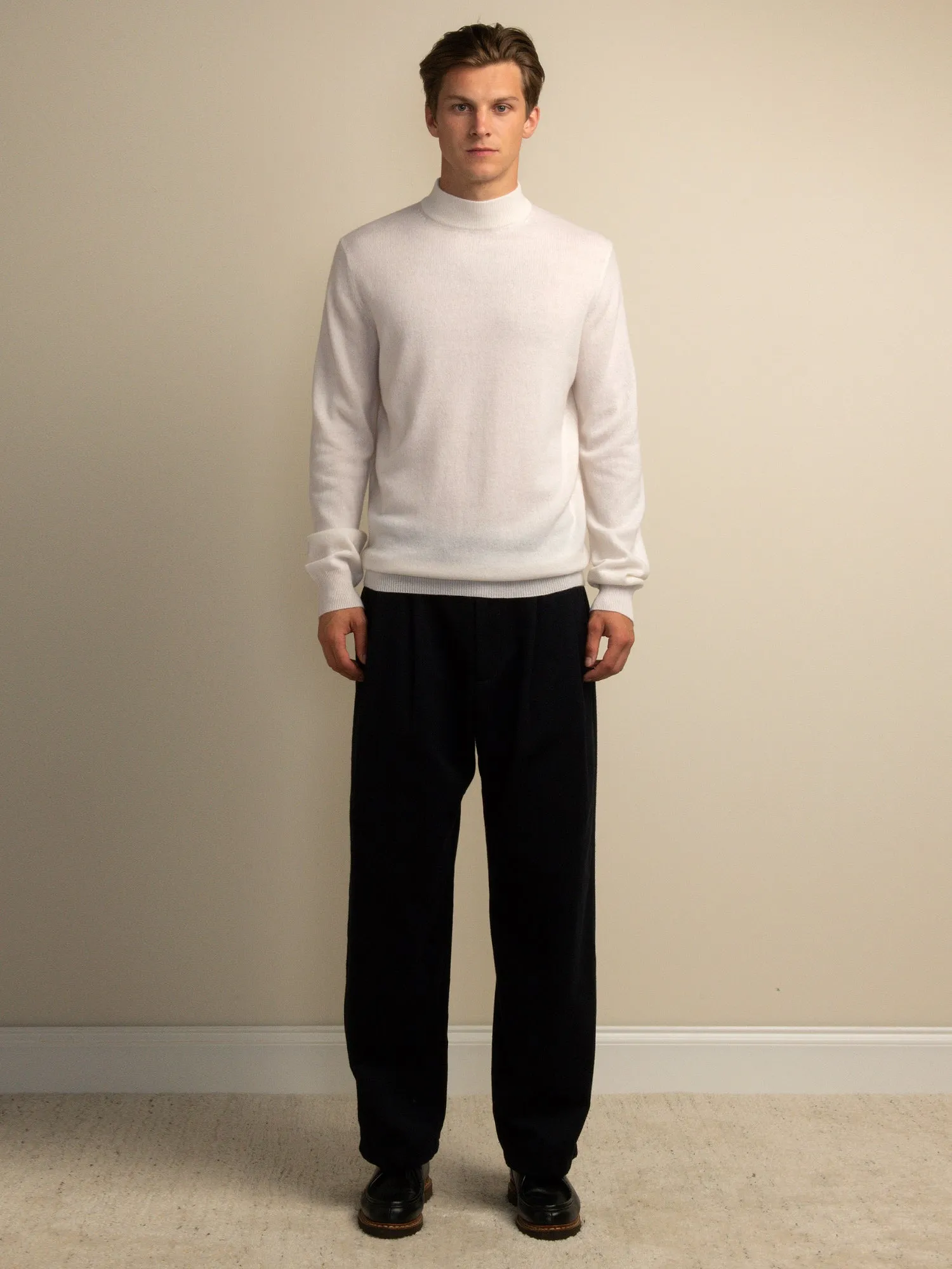 Men Mockneck Sweater_Vintage White