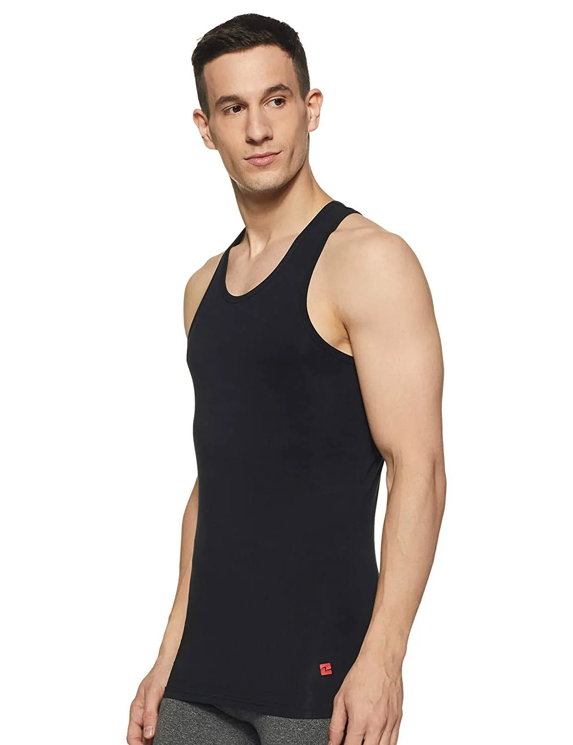 Men Premium Black Vest- Underjeans By Spykar