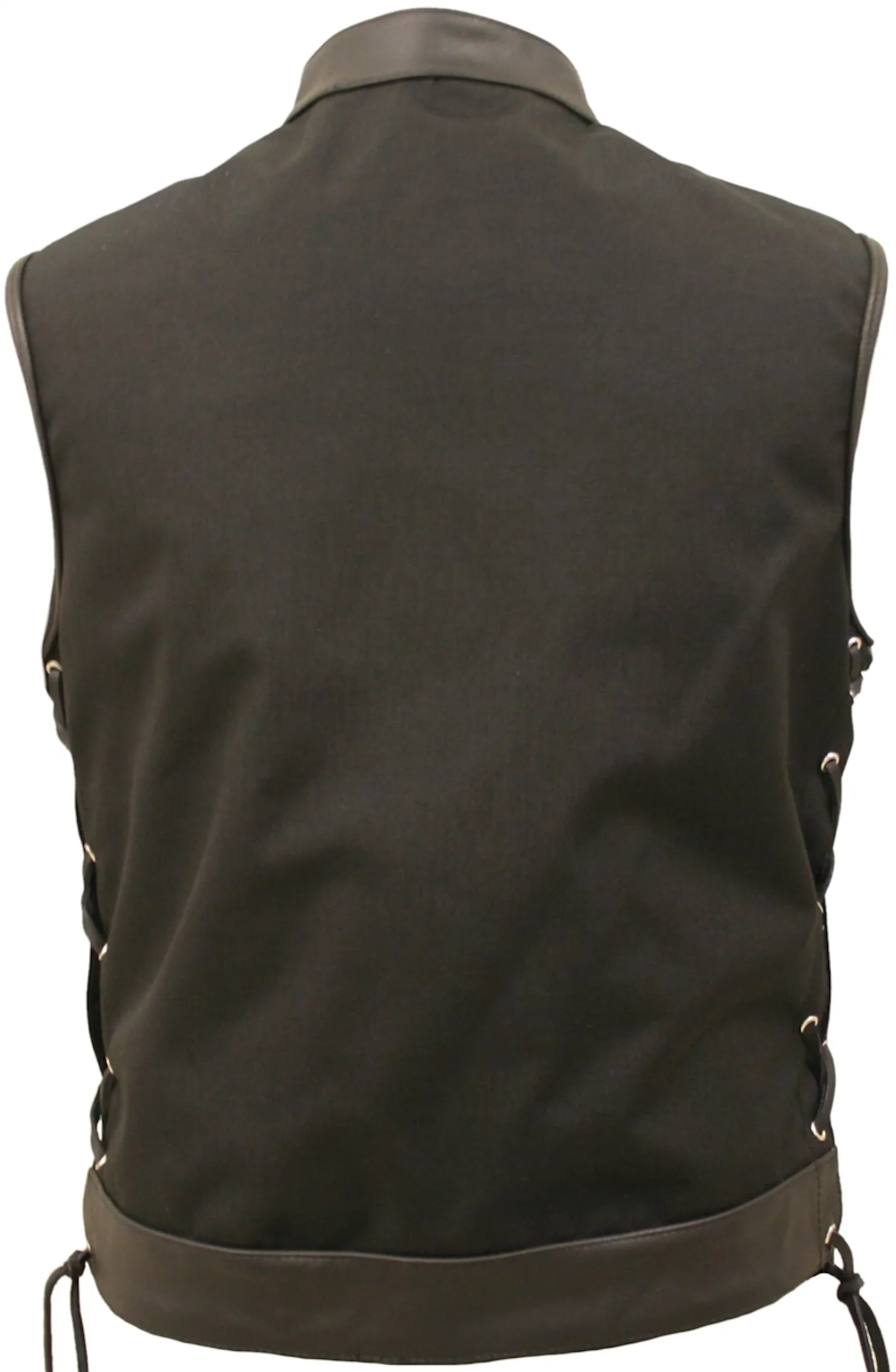 Mens Made in USA Black And Gray Military Grade Cordura Motorcycle Vest Hidden Snaps