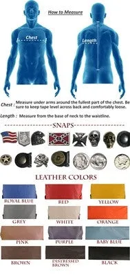 Mens Made in USA The Elite Motorcycle Leather Vest Side Laces