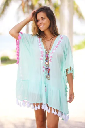 Mint Cover Up with Tassels