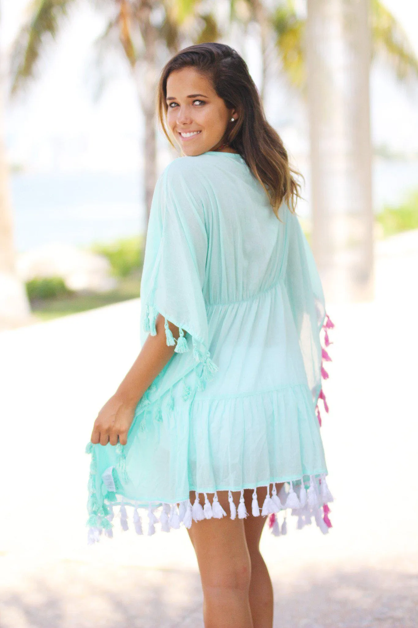 Mint Cover Up with Tassels