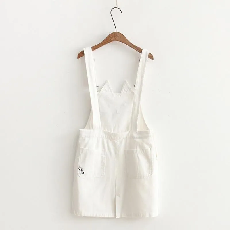 Neko Cat Denim Overalls Skirt
