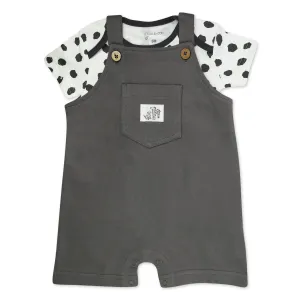 Organic Cotton 2-Piece Shortall Set in Puppy Dot Print