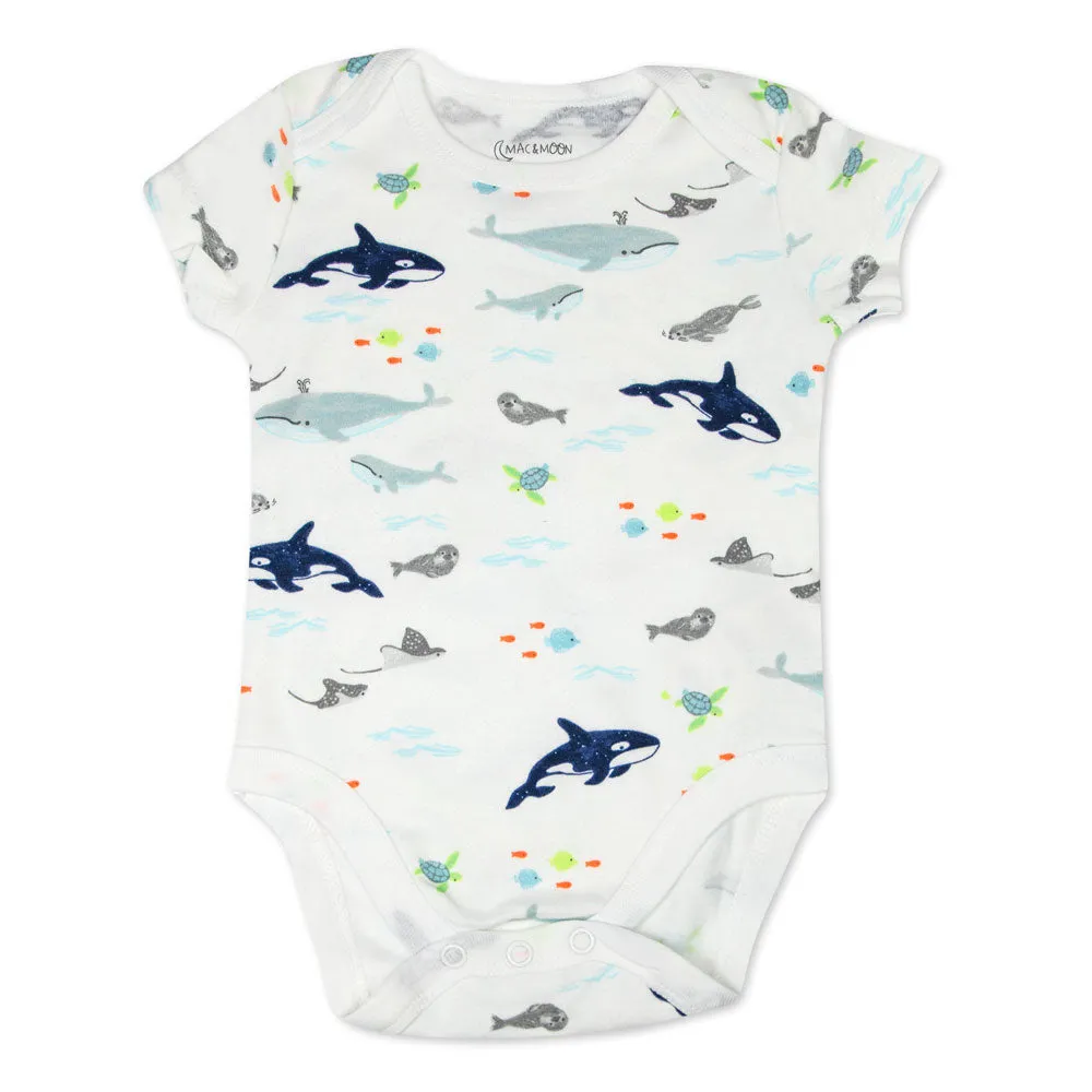 Organic Cotton 2-Piece Shortall Set in Sweet Sea Life Print