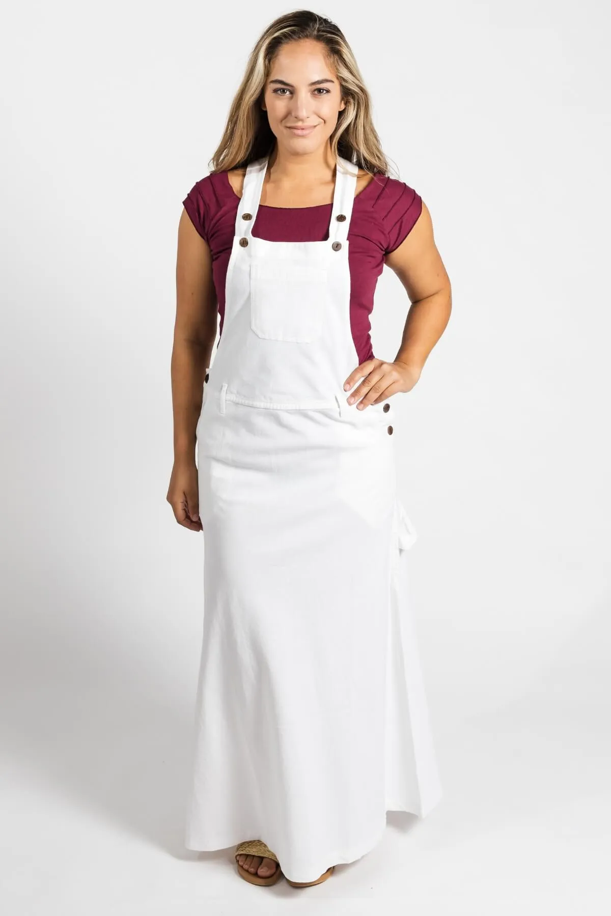 Overall Maxi Dress - White