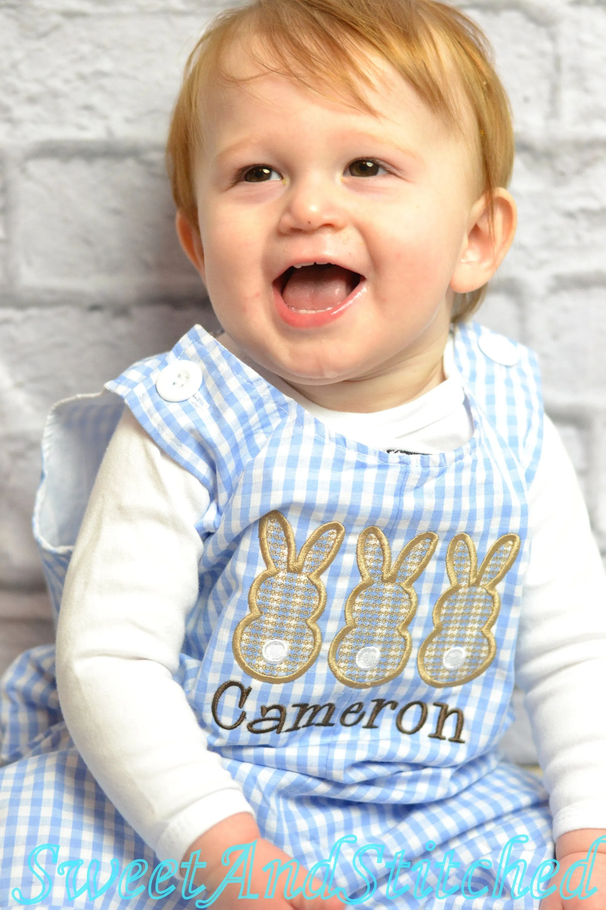 Personalized Boys Easter outfit with bunny design and name - Baby Boy Easter Outfit, Easter overalls, Easter monogrammed Longall outfit