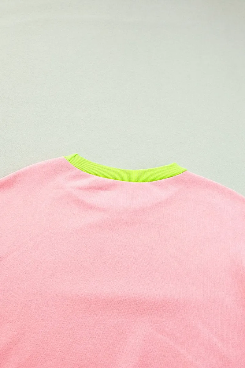 Pink and Neon Green Sweatshirt