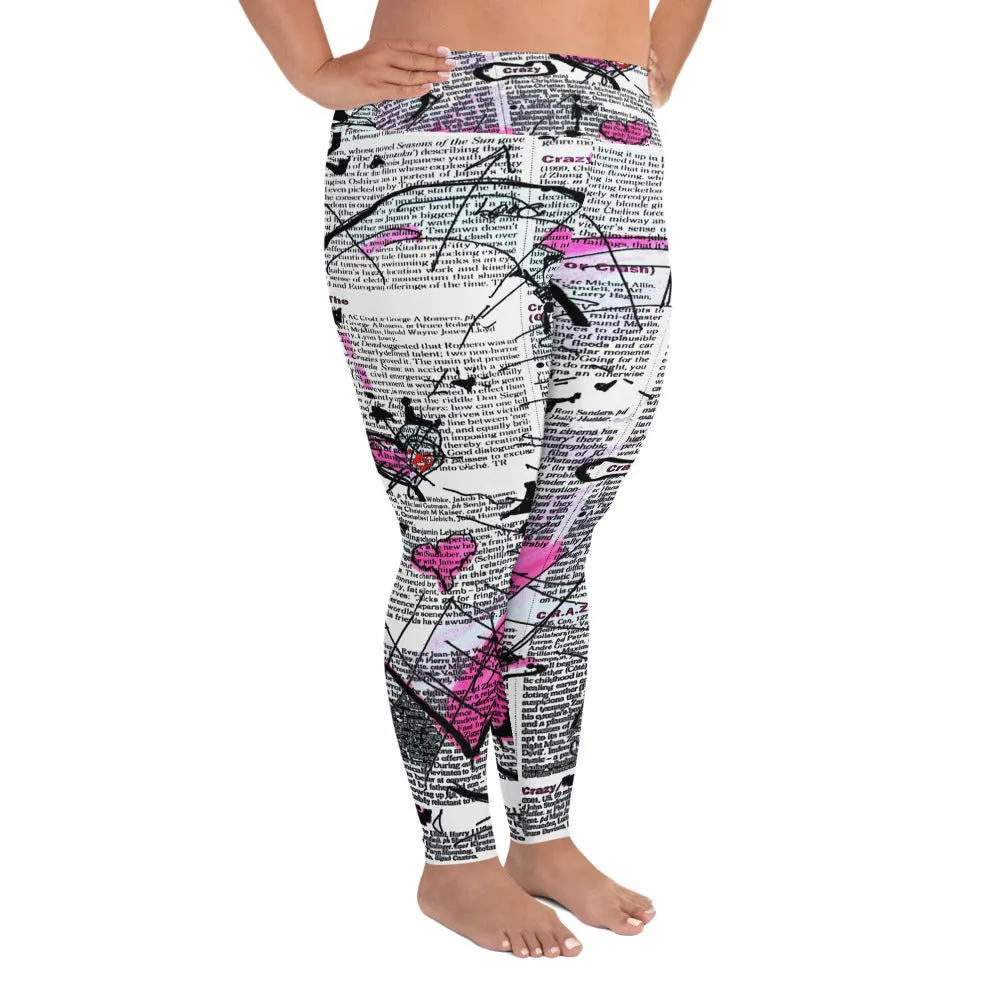 "Crazy heart" High Waist Plus Size Leggings