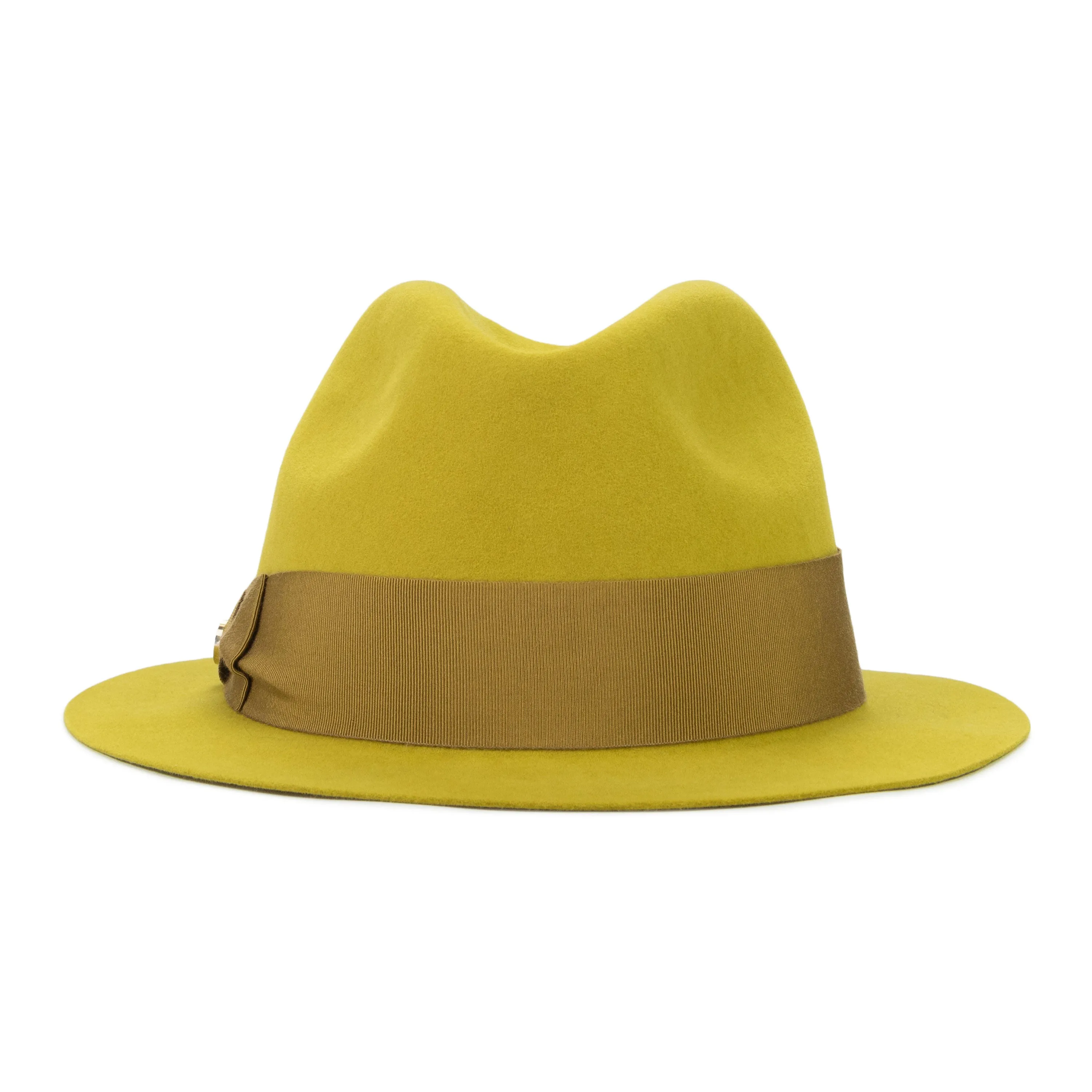 RABBIT CASHMERE BLEND MUSTARD FEDORA HAT