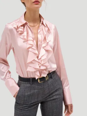 Regina Jabot Front-Ruffle Blouse