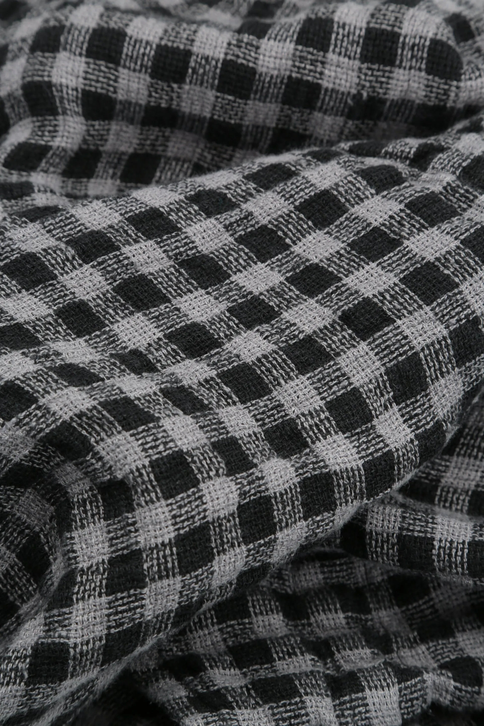 Roll Up Grey Check Linen Trousers