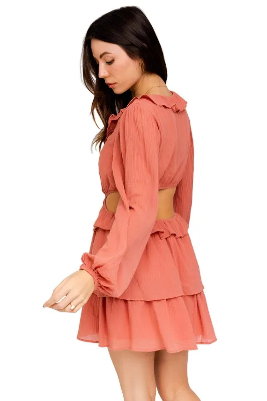 Ruffle Detail V-Shape Boning Dress