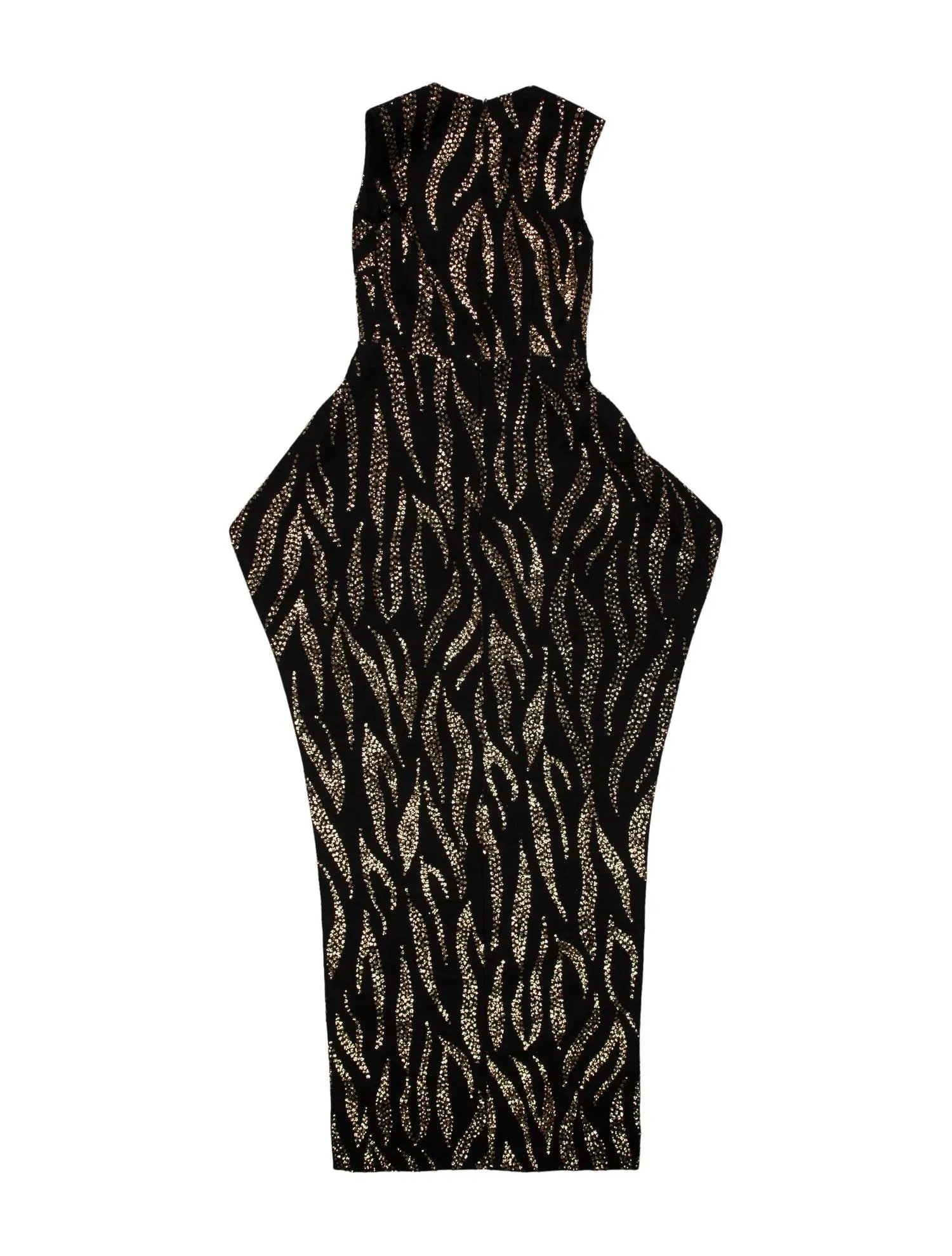 Safiyaa Black Asymmetric Glittered Draped Back Long Top XS