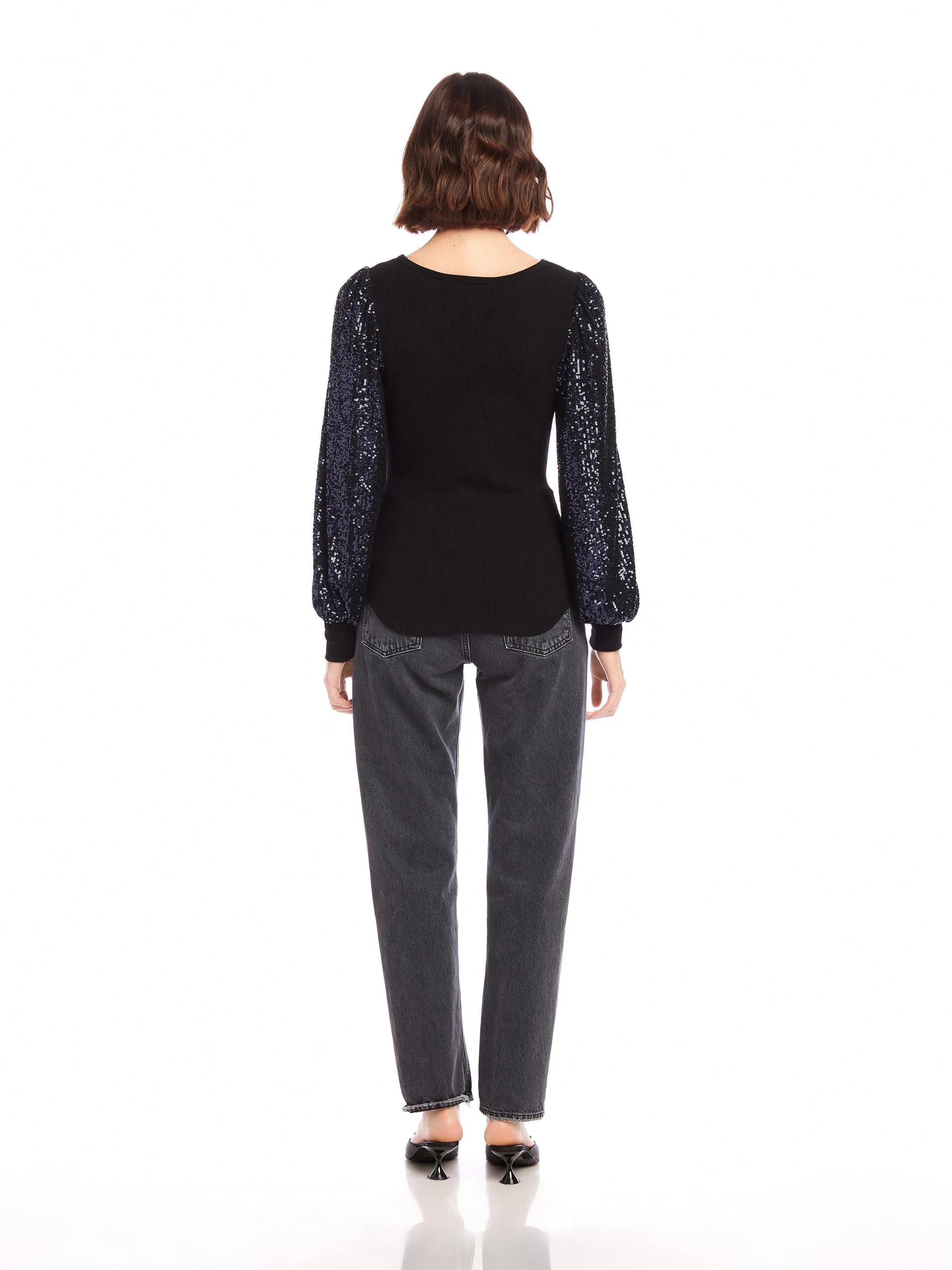 Sequin Bishop Sleeve Top
