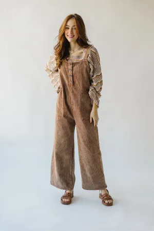 The Belliston Vintage Washed Corduroy Overall in Camel