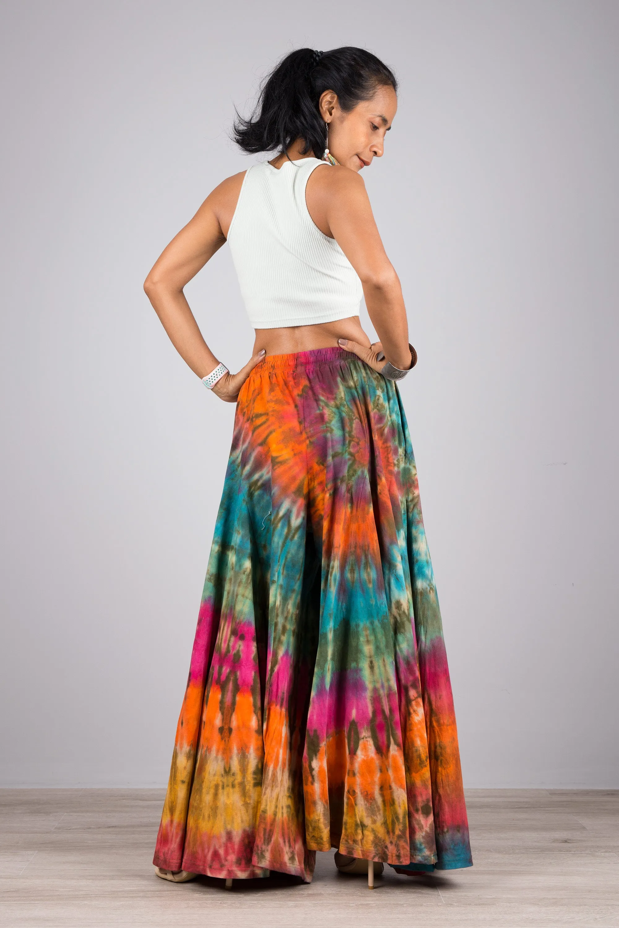 Tie dye pants | Tiered Wide leg festival pants | Rainbow pants