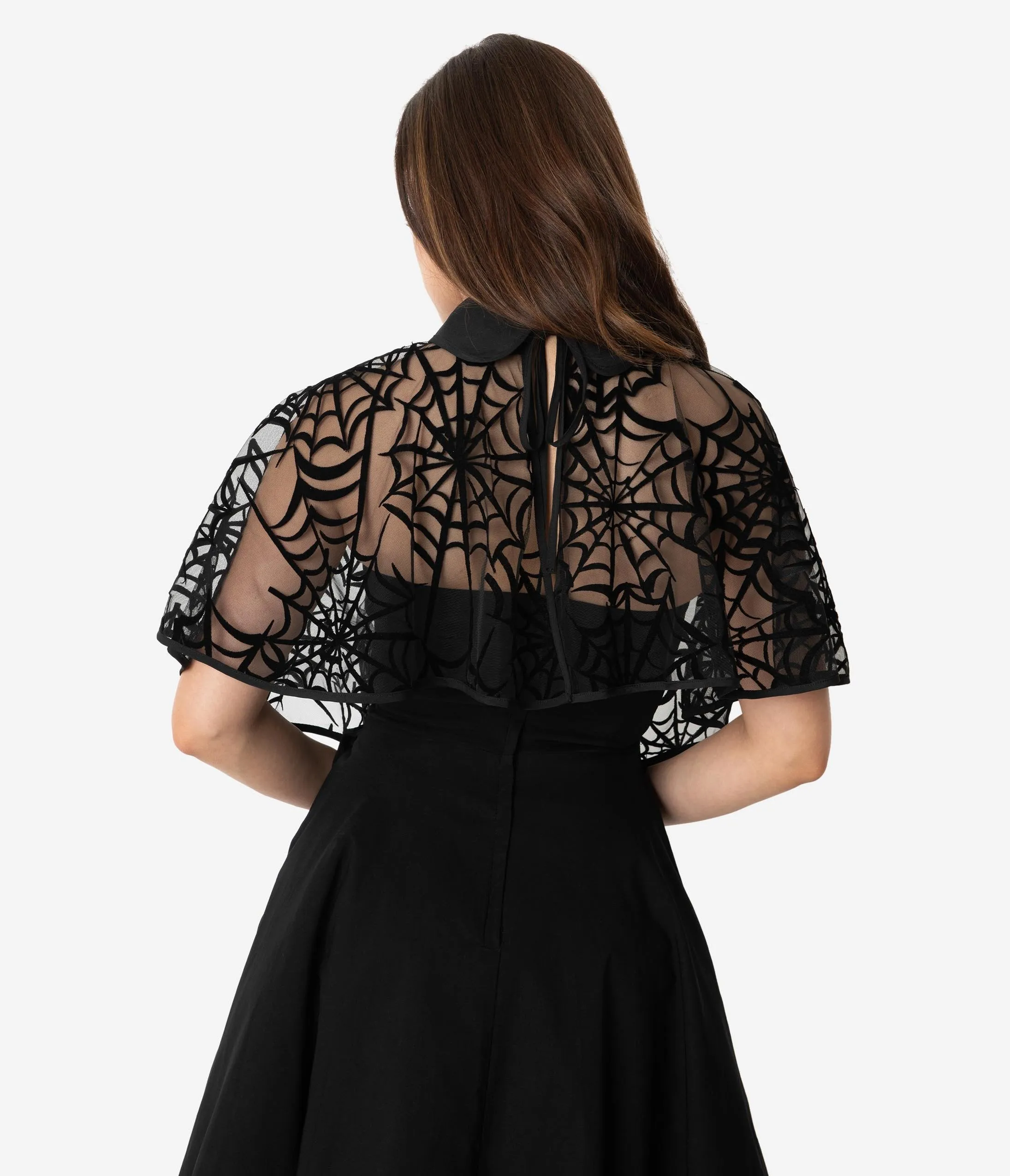 Unique Vintage Black Mesh & Velvet Spiderweb Clarke Capelet