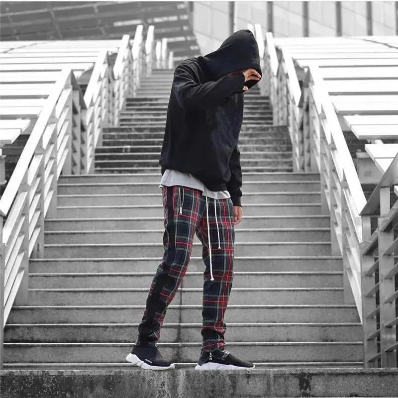 Urban Check Ankle Zip Lattice Joggers