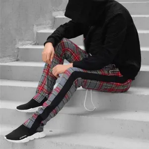 Urban Check Ankle Zip Lattice Joggers