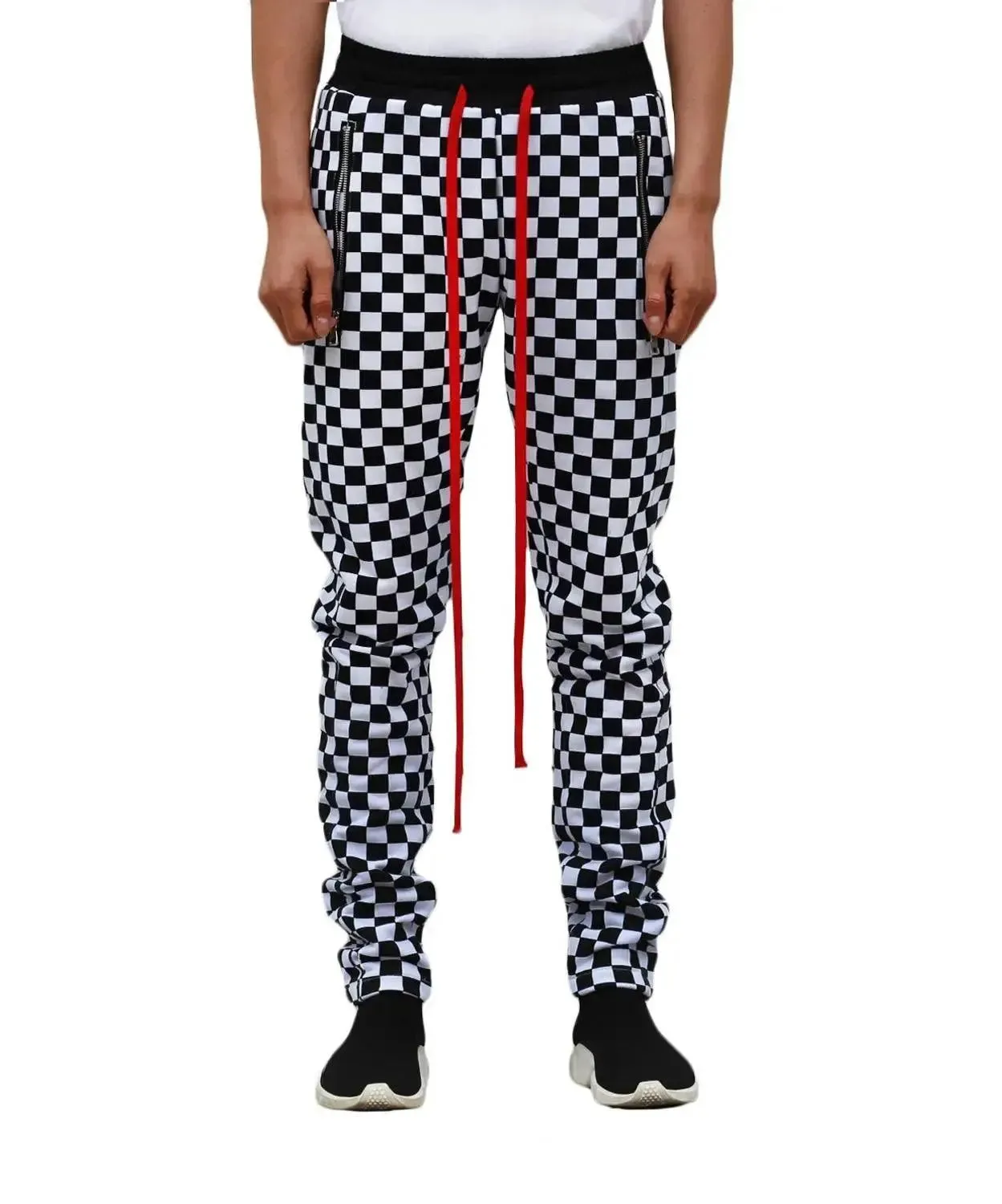 Urban Check Ankle Zip Lattice Joggers