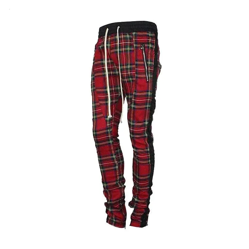Urban Check Ankle Zip Lattice Joggers