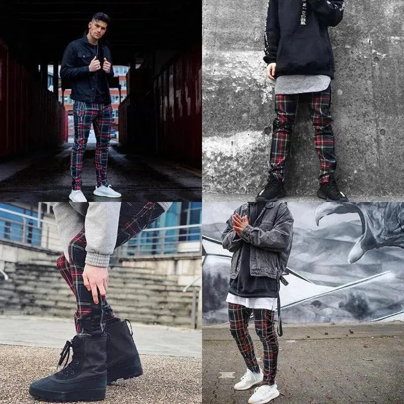 Urban Check Ankle Zip Lattice Joggers