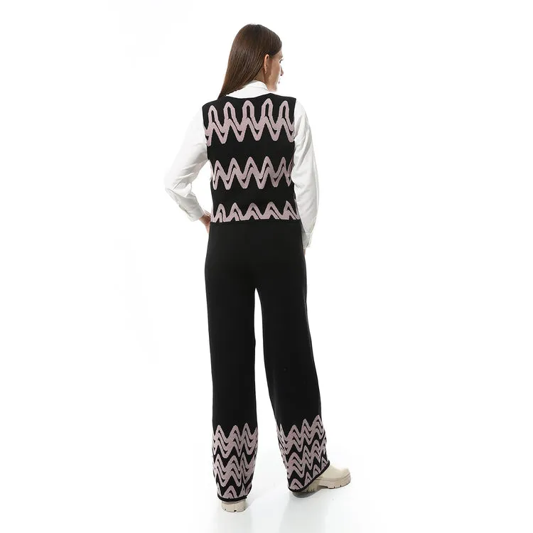 V-Neck Sleeveless Knitted Pants Set - Mr Joe