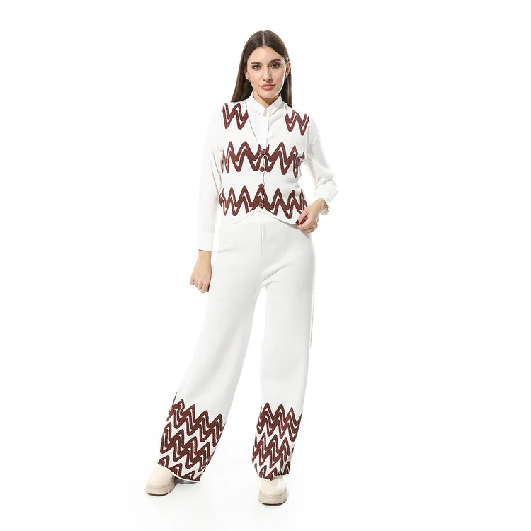 V-Neck Sleeveless Knitted Pants Set - Mr Joe