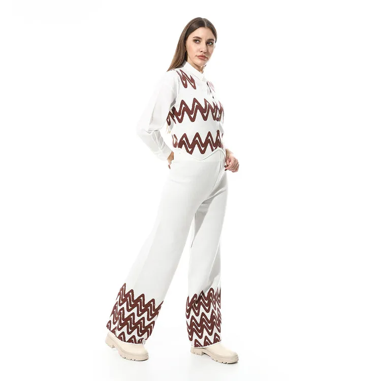 V-Neck Sleeveless Knitted Pants Set - Mr Joe
