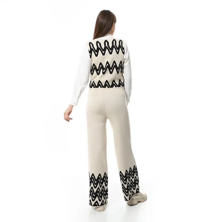V-Neck Sleeveless Knitted Pants Set - Mr Joe