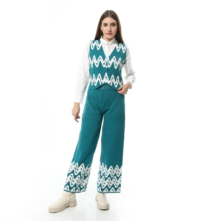 V-Neck Sleeveless Knitted Pants Set - Mr Joe
