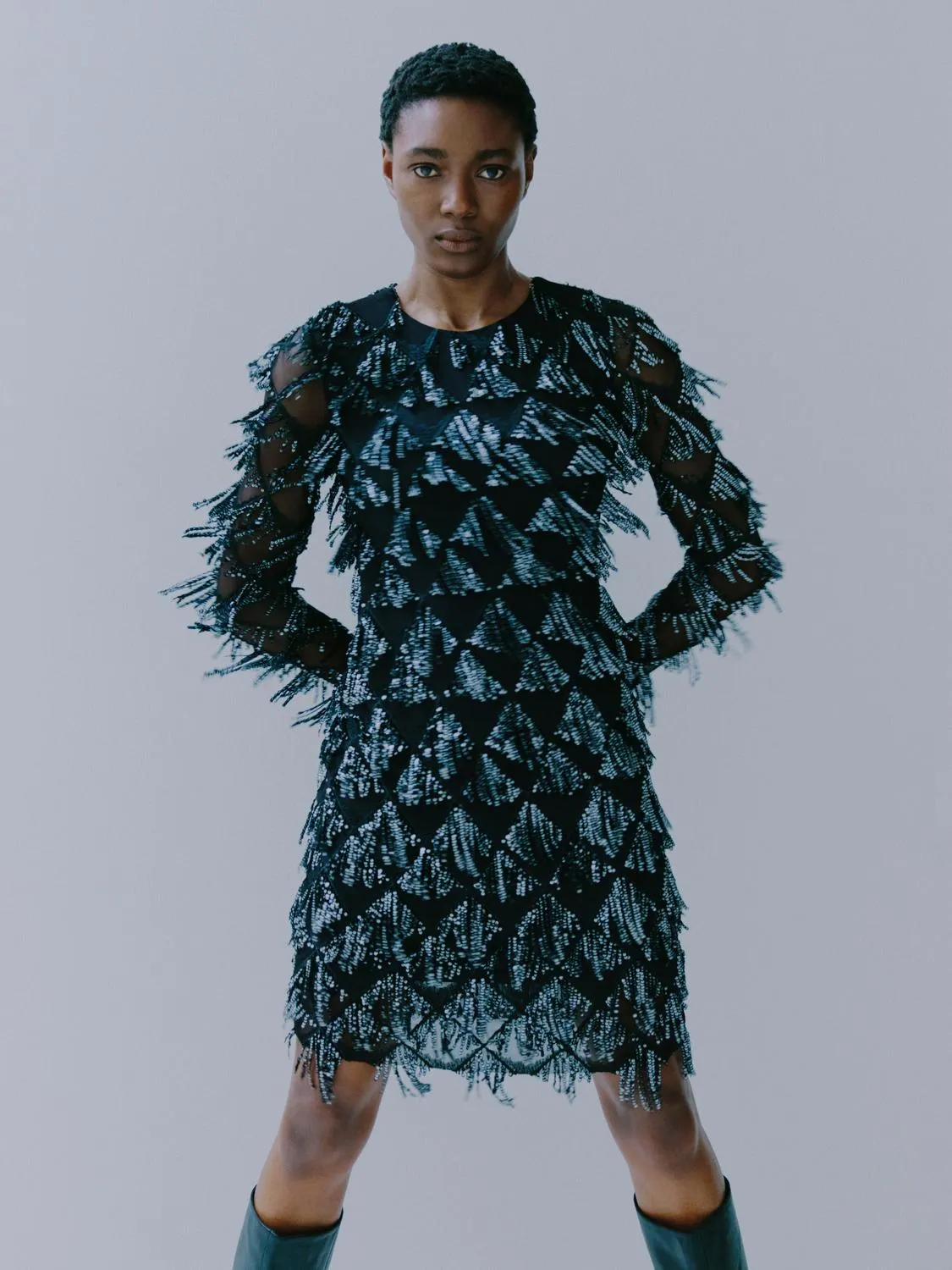 VIFRANCIE Short Dress - Meteorite