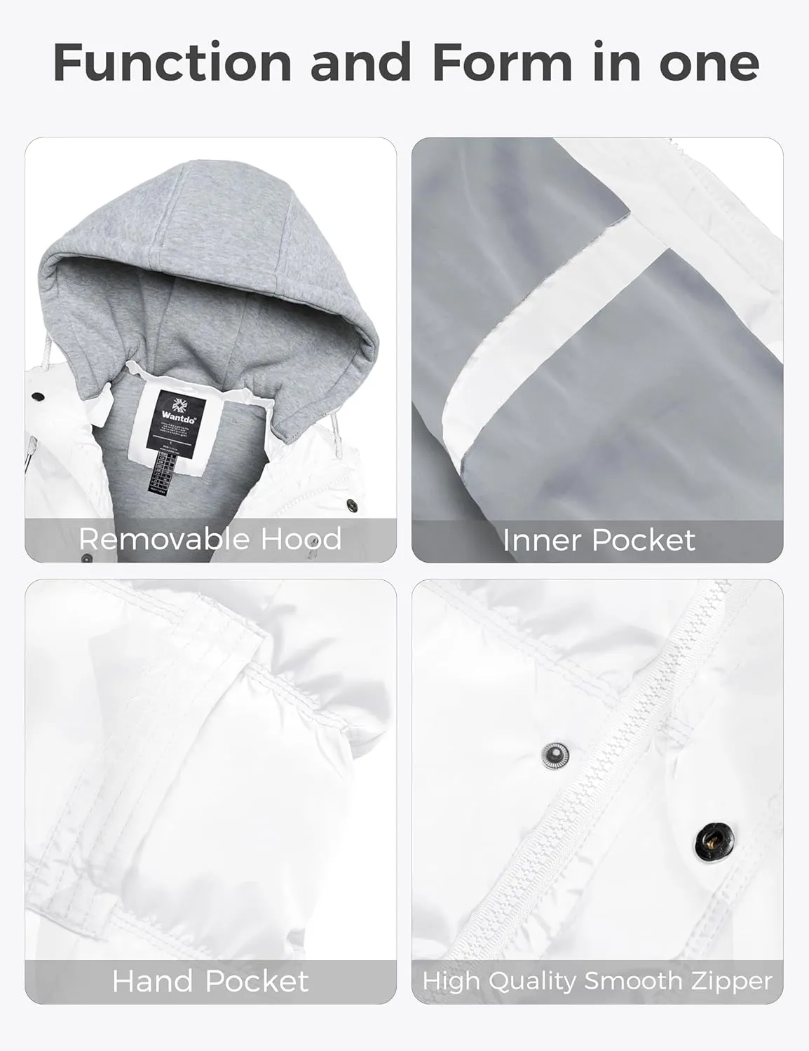 wantdo Women's Quilted Puffer Vest Thicken Warm Winter Coat with Removable Hood